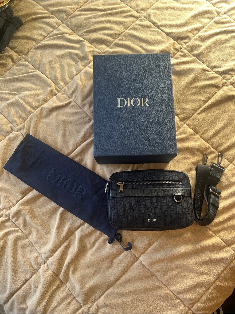 Black Dior Mini Safari Bag with Strap